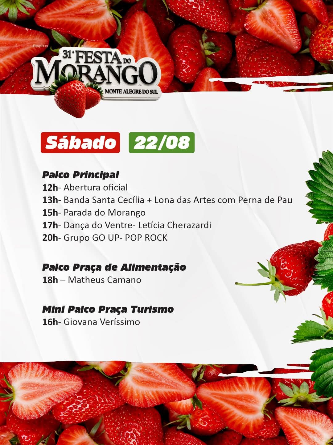 Confira a programação da primeira semana da Festa do Morango